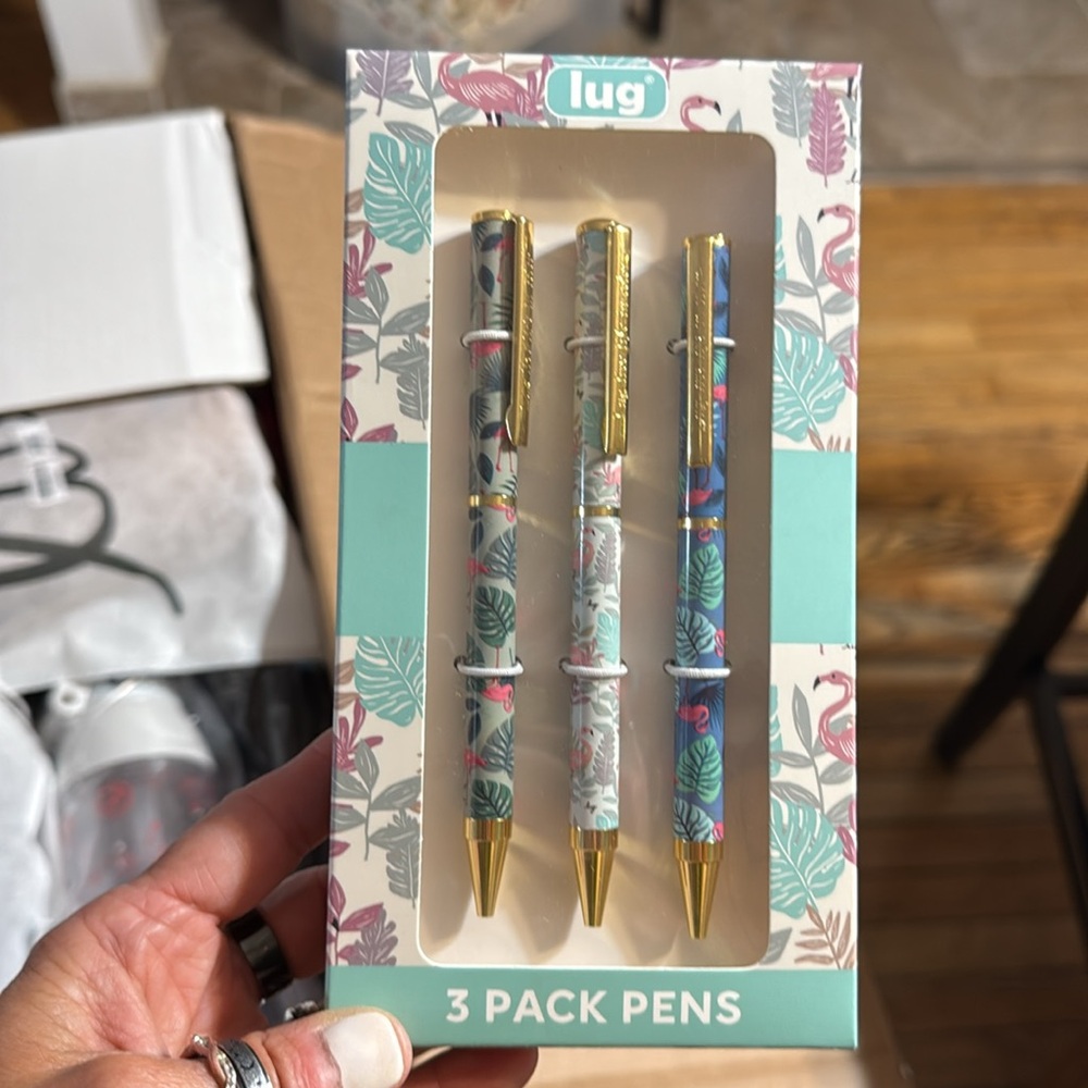 Lug Pens 3-pk Scribble NWT Flamingo - Picture 2 of 3